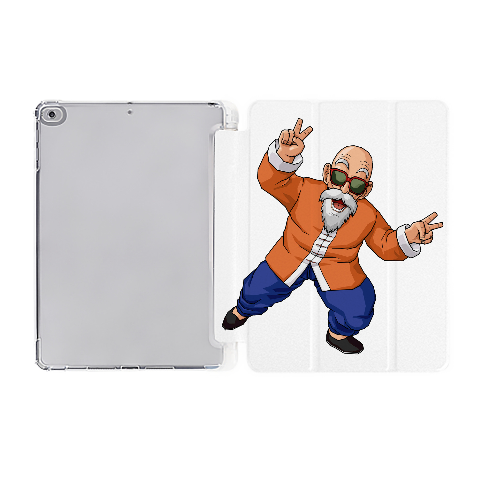 （画像用） ドラゴンボール 亀仙人（かめせんにん） DRAGON BALL Master Roshi Kame Sennin IPad ケース ペン収納付き 三つ折りスタンド PUレザー×シリコン 対応機種9.5/10.5/10.9インチ
